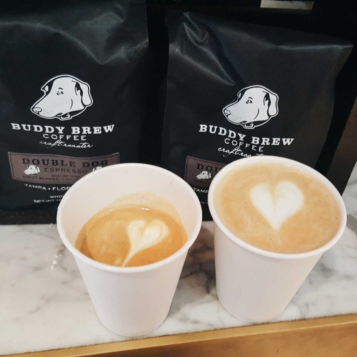 Two coffees from Buddy Brew Coffee