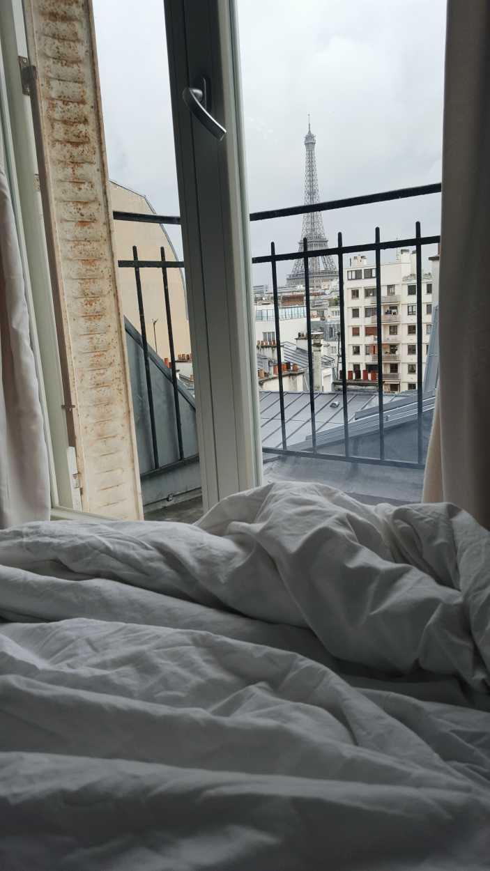 View of the Eiffel Tower from a Paris Airbnb