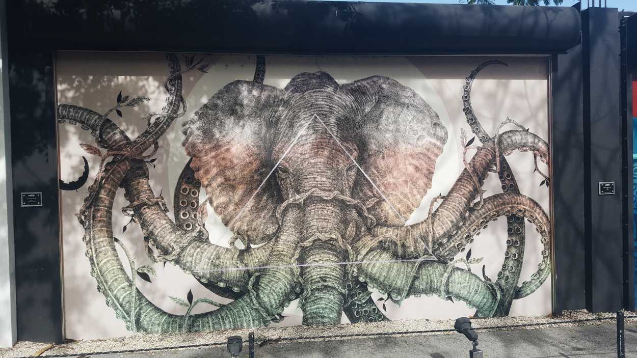 A mural of an elephant/octopus at Wynwood