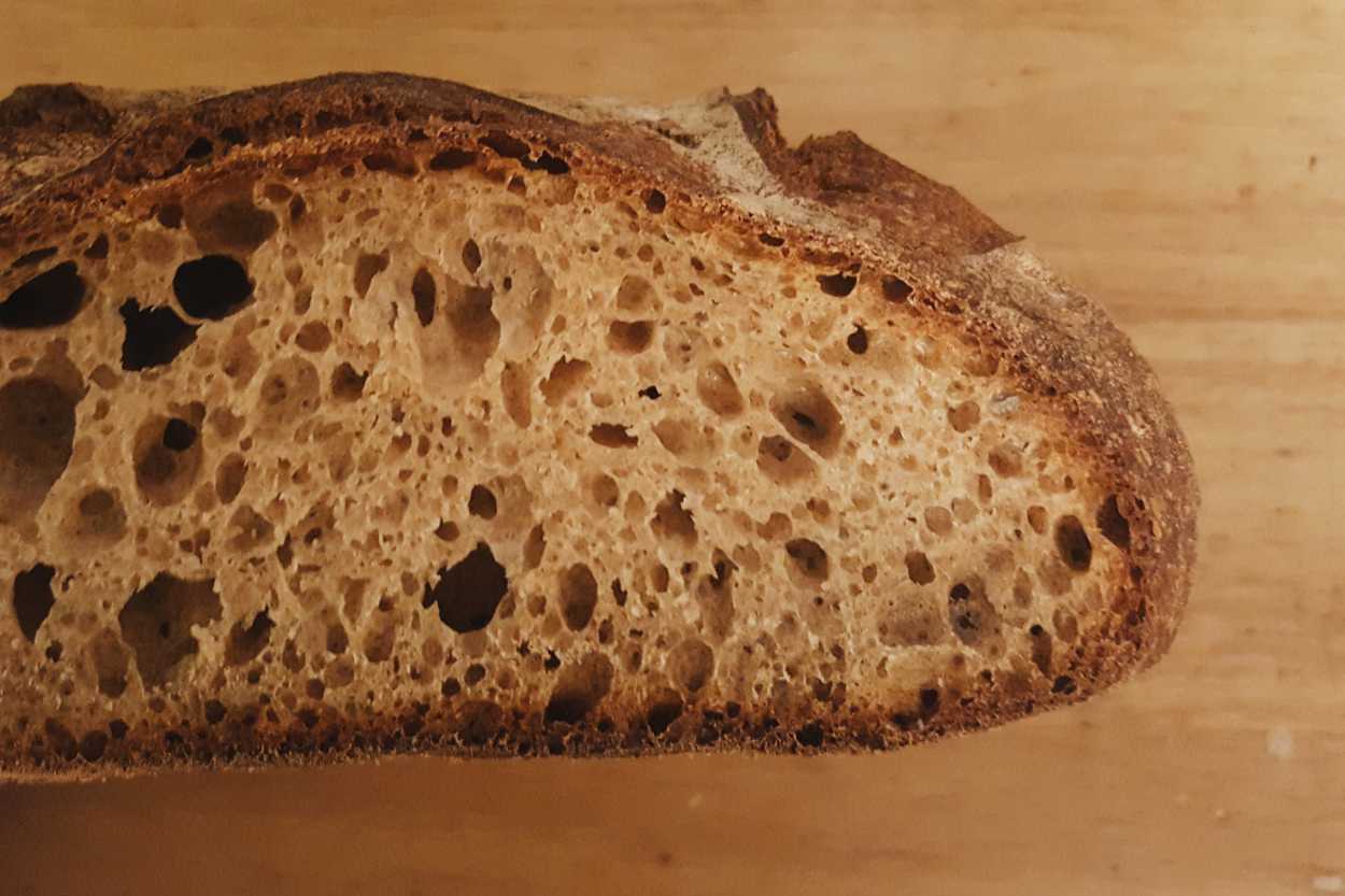 A slice of sourdough from Zak the Baker