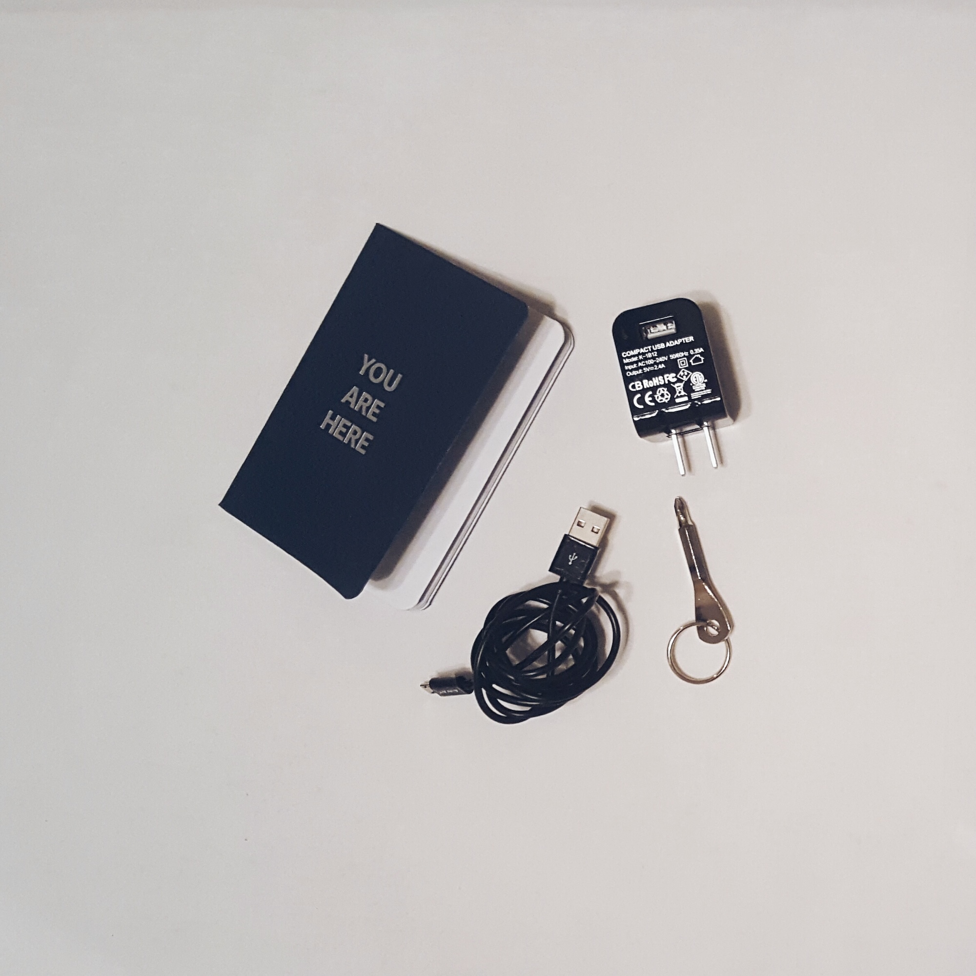 The contents of the accessories pack for the Away Carry-On