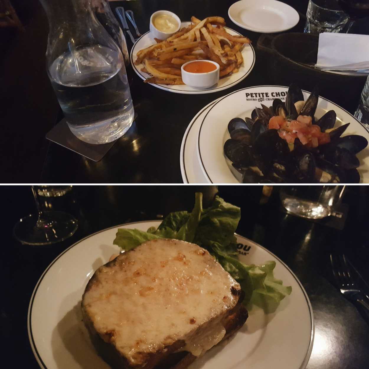 moules frites and a croque monsieur at Petite Chou