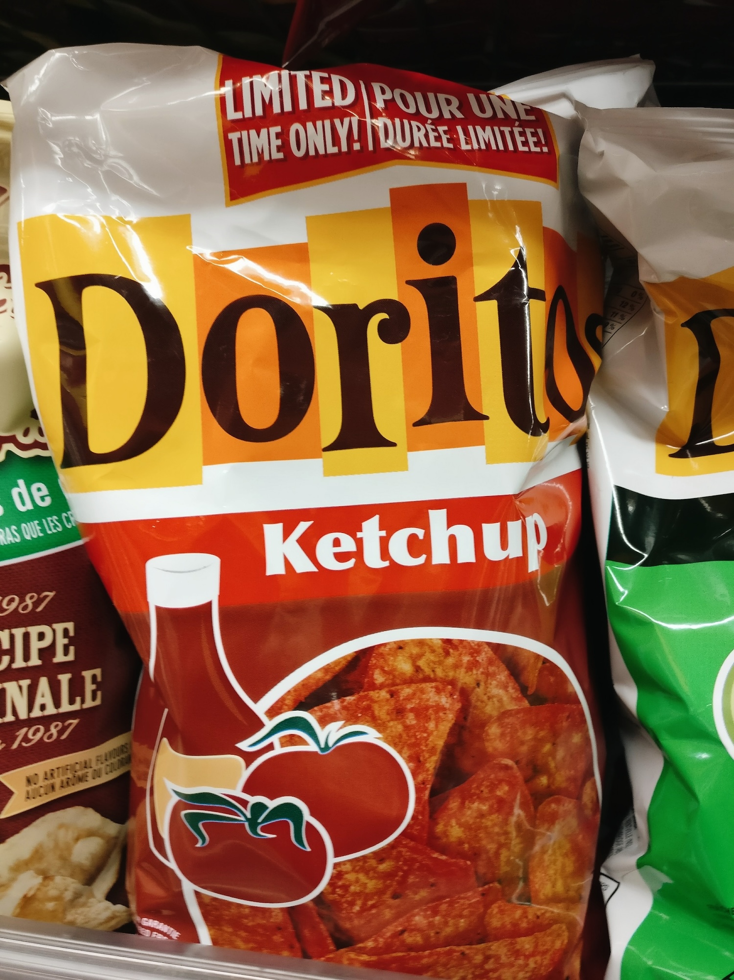 A bag of ketchup flavored Doritos in Montreal