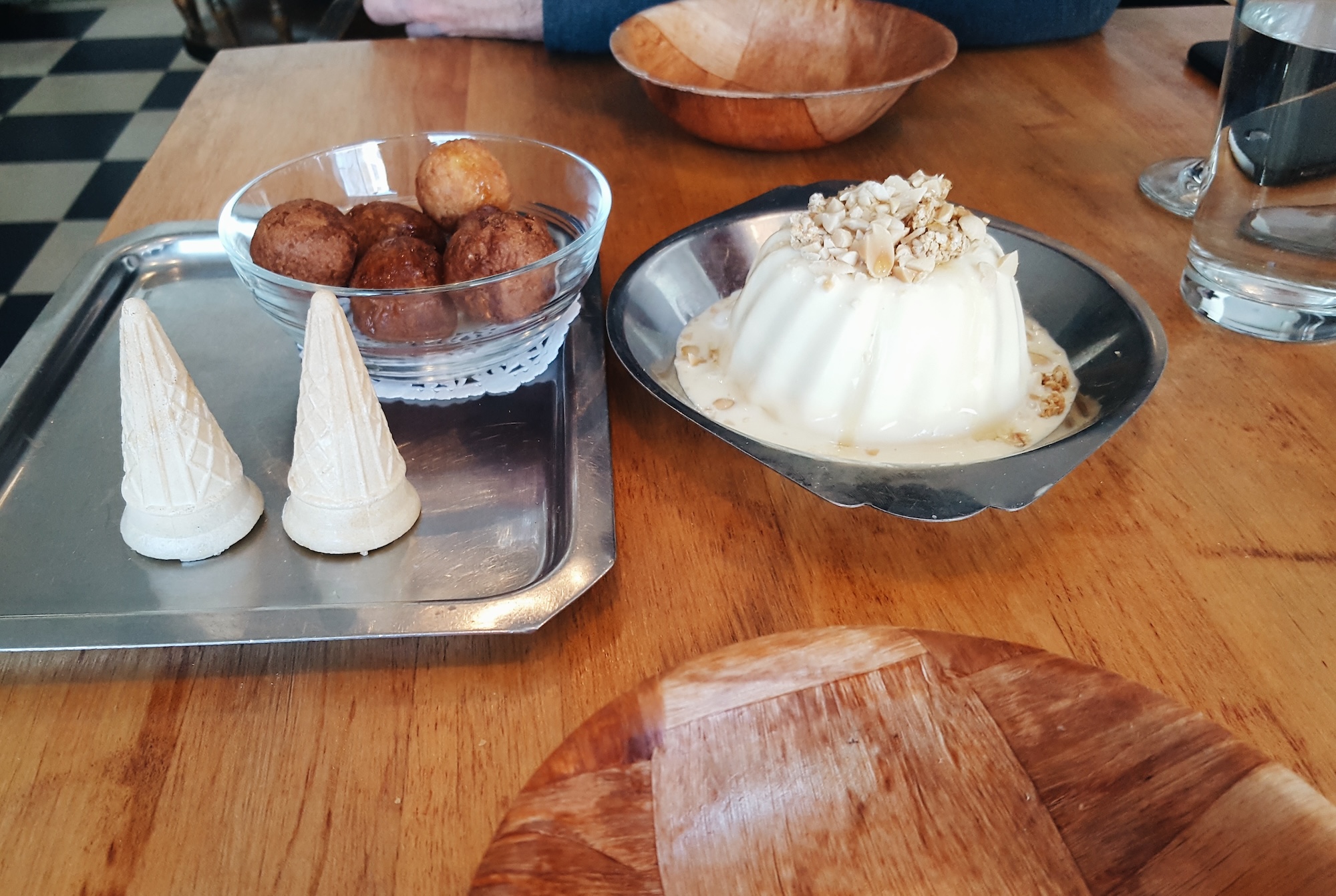 A cone with maple syrup and maple butter, maple donuts, maple ice cream bomb