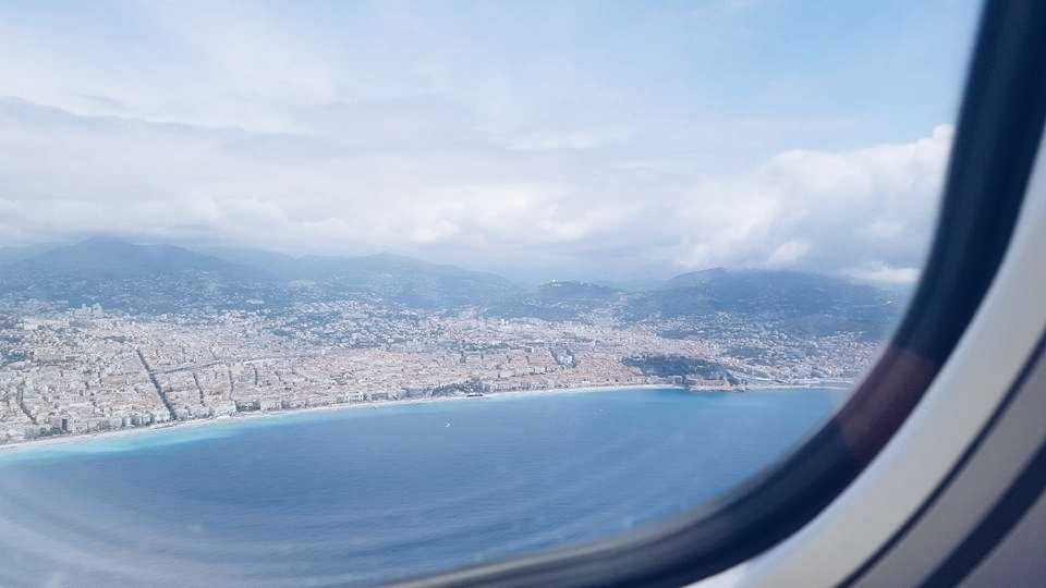 view of Nice France from an airplane