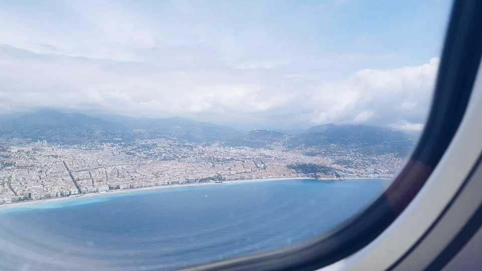 view of Nice France from an airplane