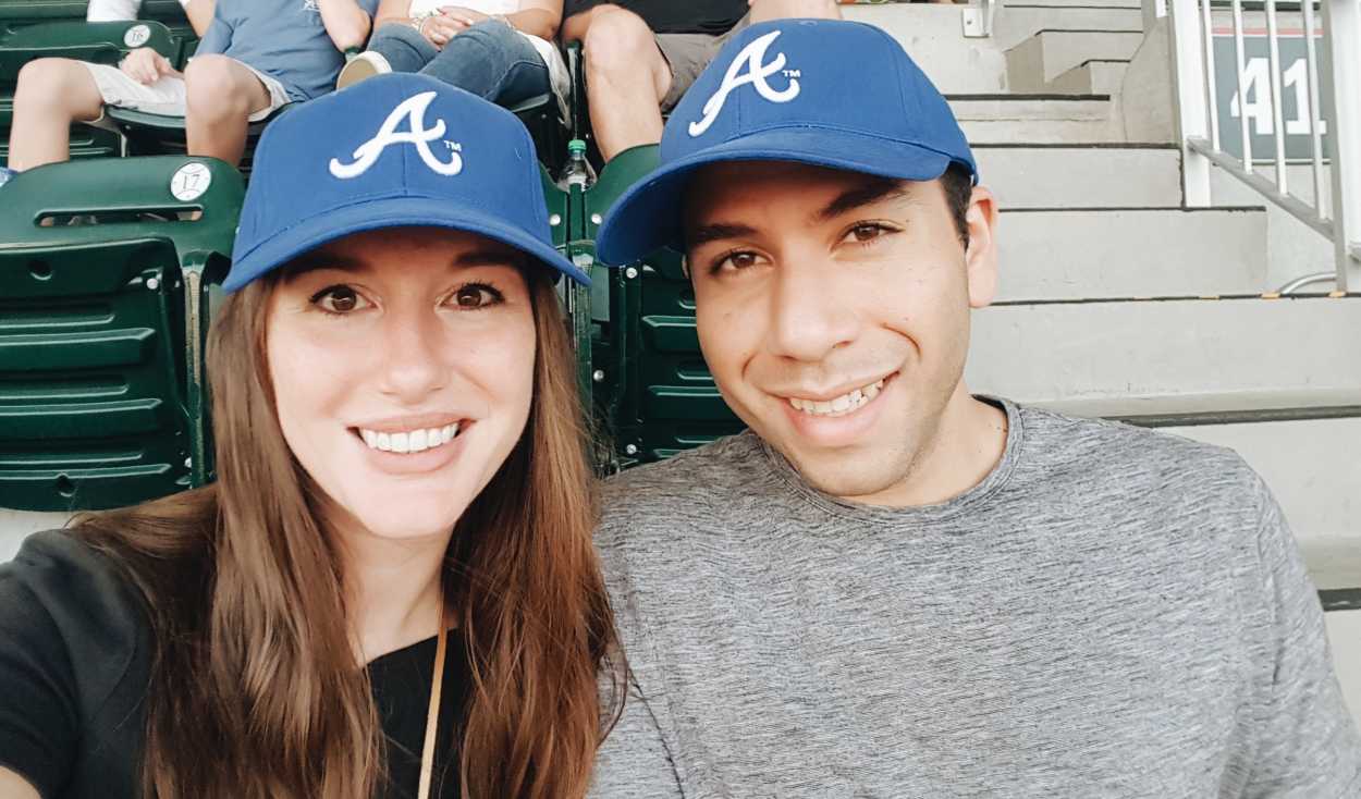 Alyssa and Michael take a selfie at SunTrust Park