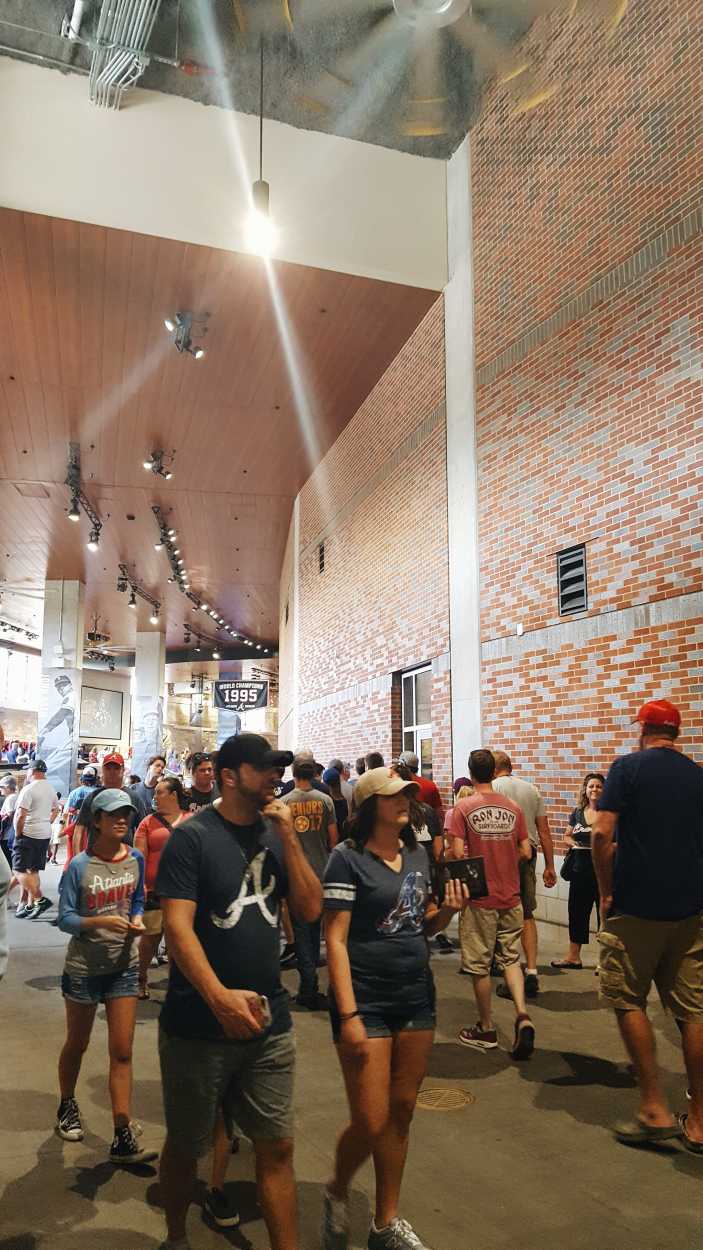 Crowds walk through the walkways at SunTrust Park