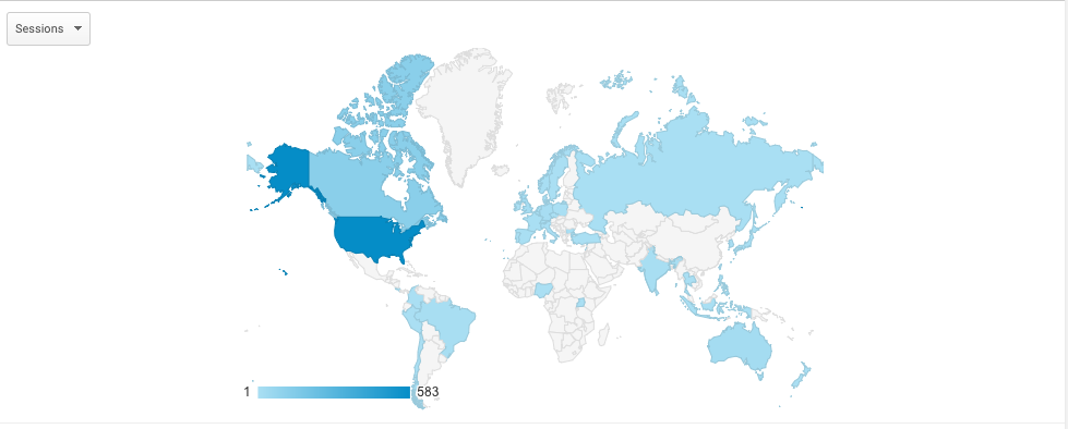 Google Analytics screenshot of user locations