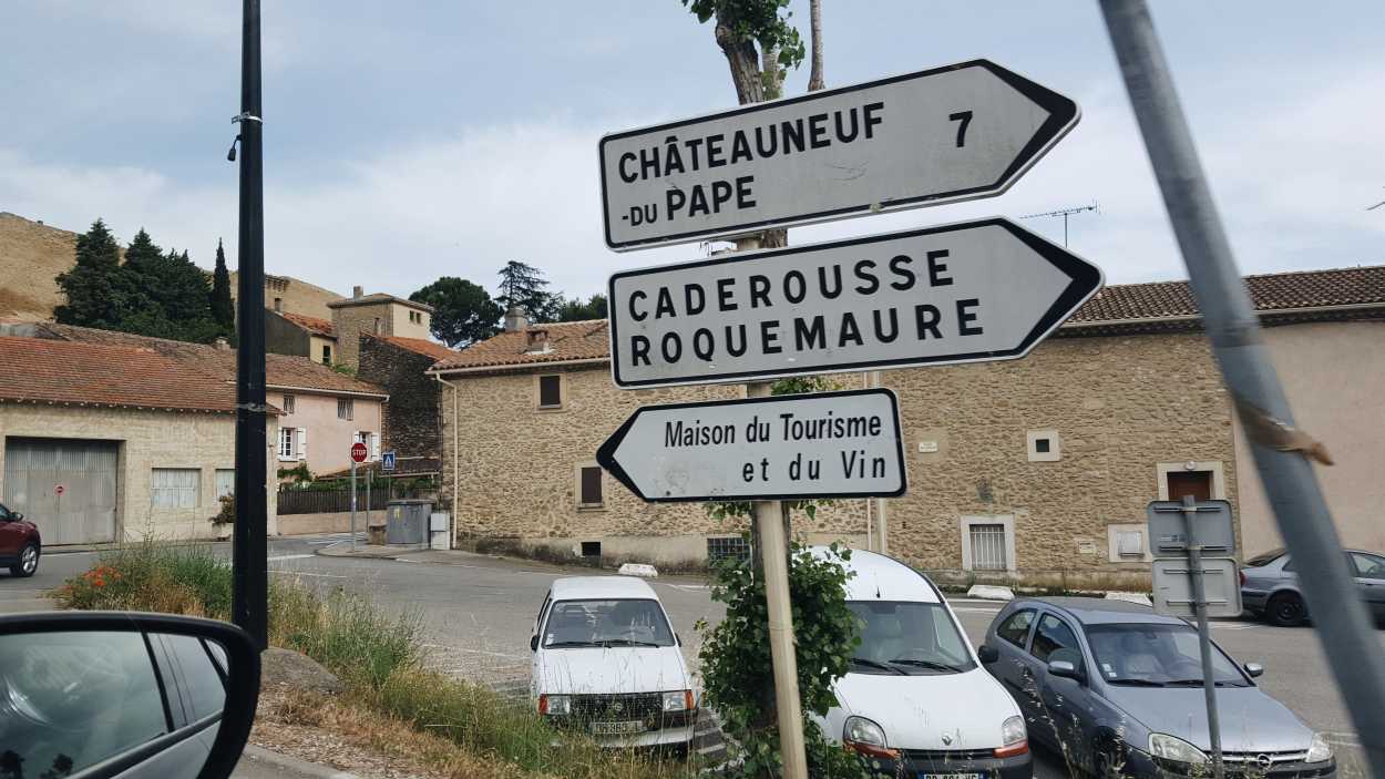Road signs in Provence, showing the distance to nearby towns