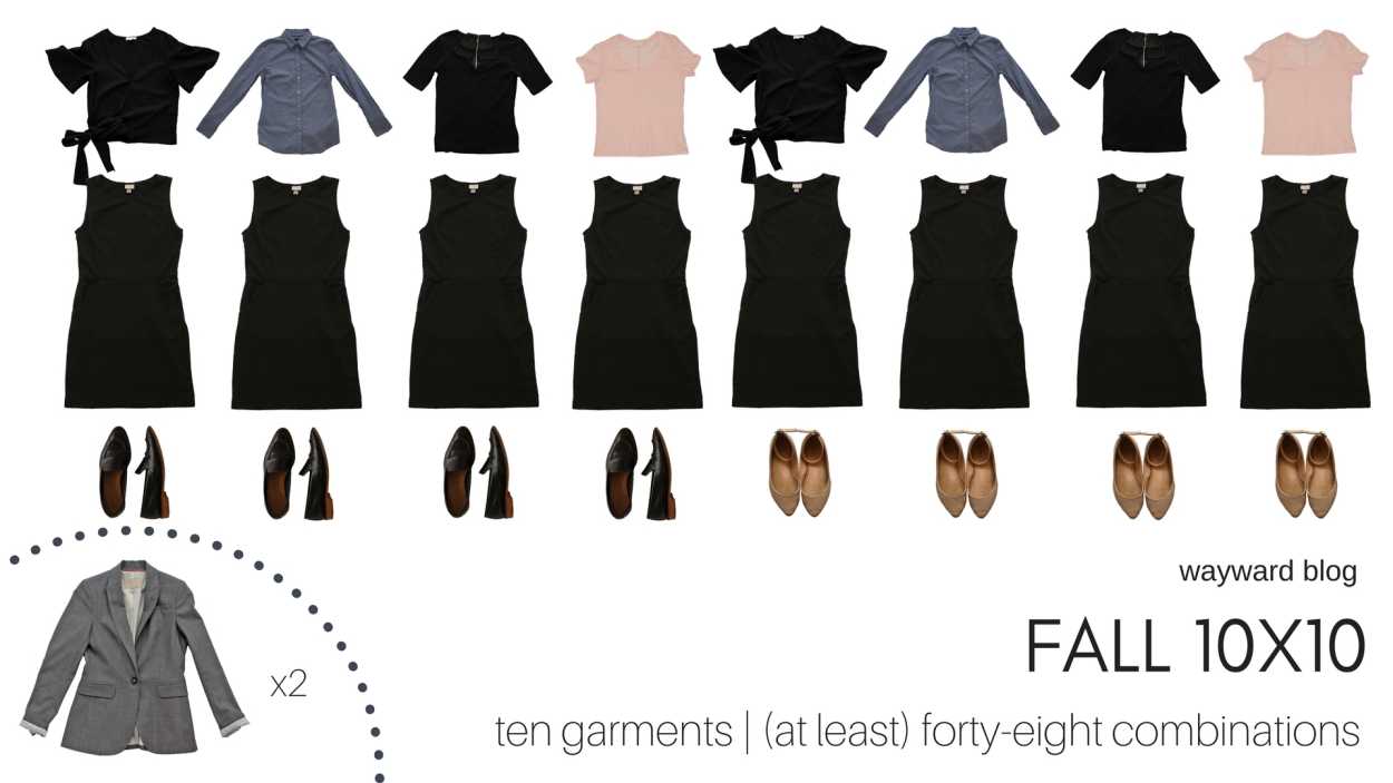 A selection of possible outfits from the Fall 10x10 ten pieces