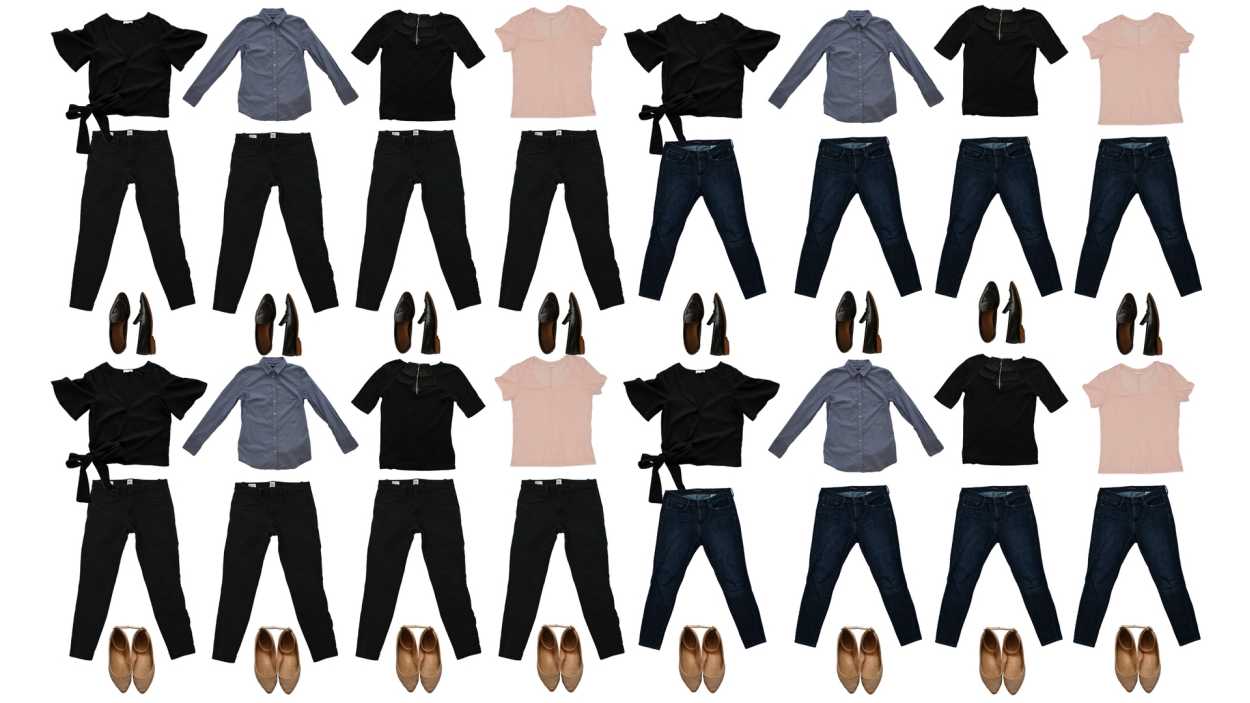 A selection of possible outfits from ten pieces
