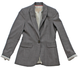 A grey blazer from Banana Republic