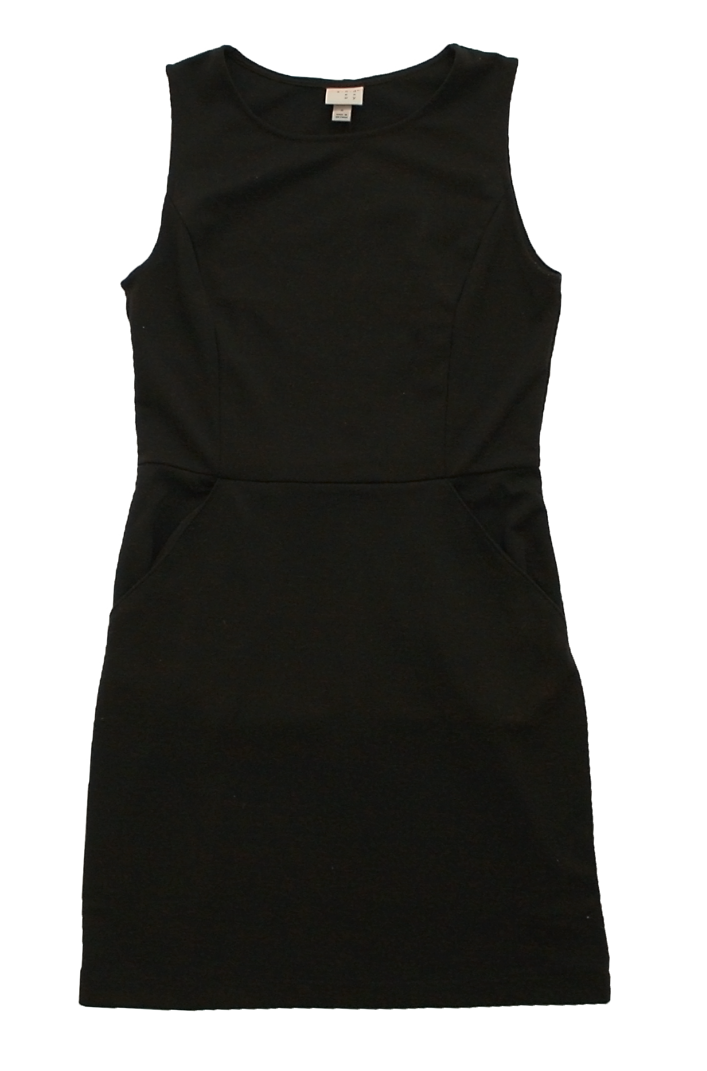 A black shift dress with pockets