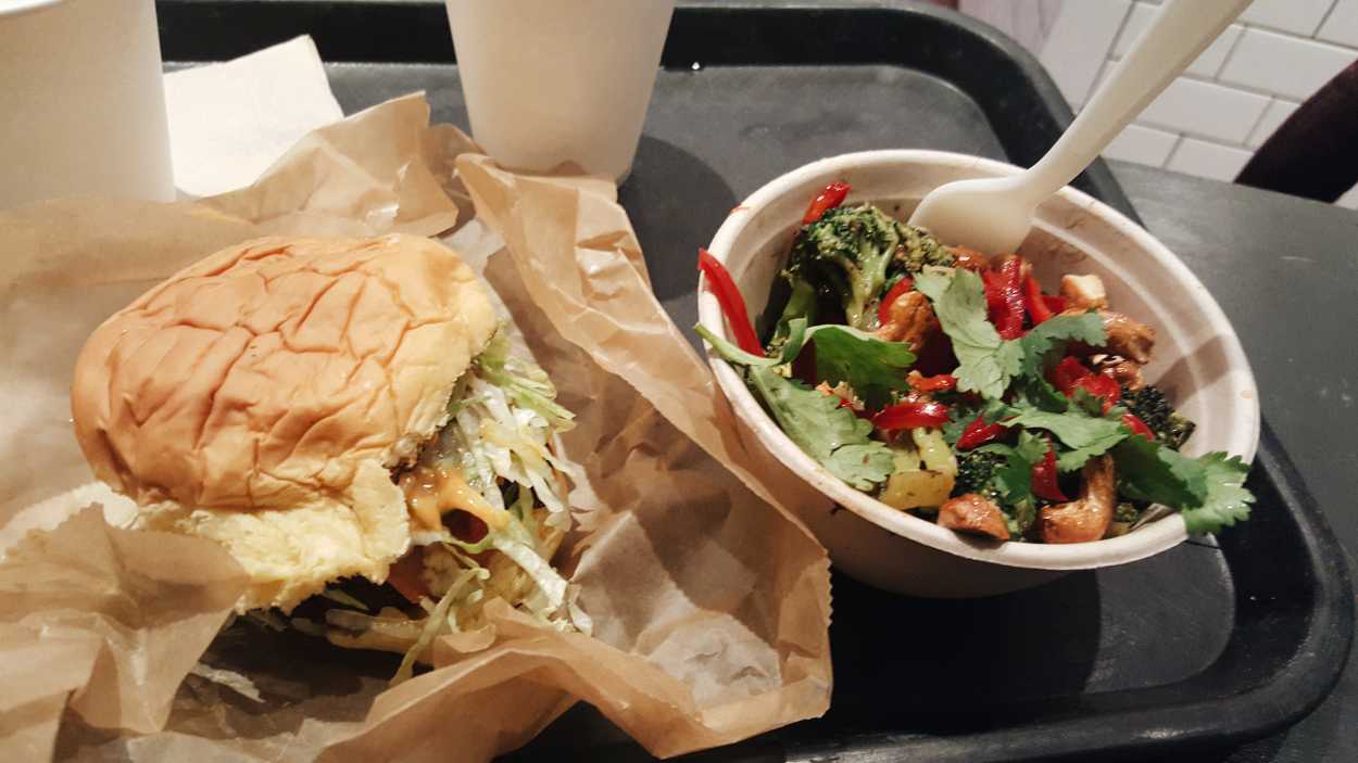 Superiority burger and broccoli salad