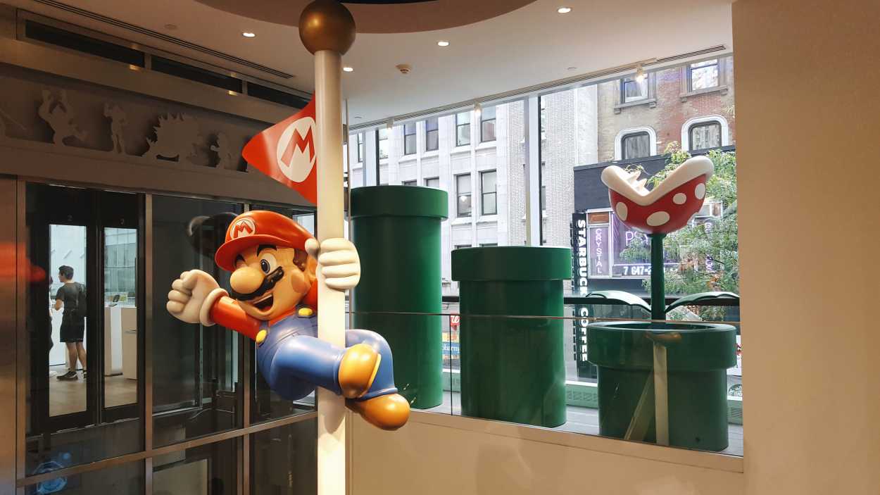 A large Mario at the Nintendo store