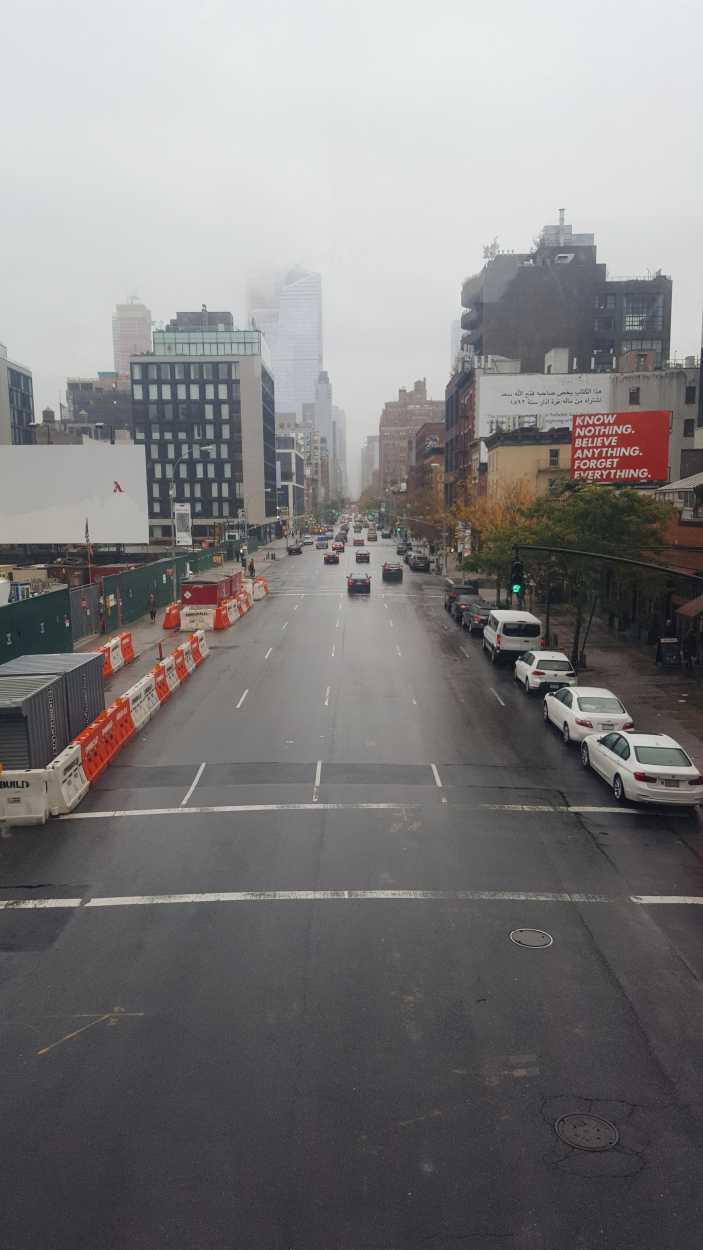 View of the street from the High Line