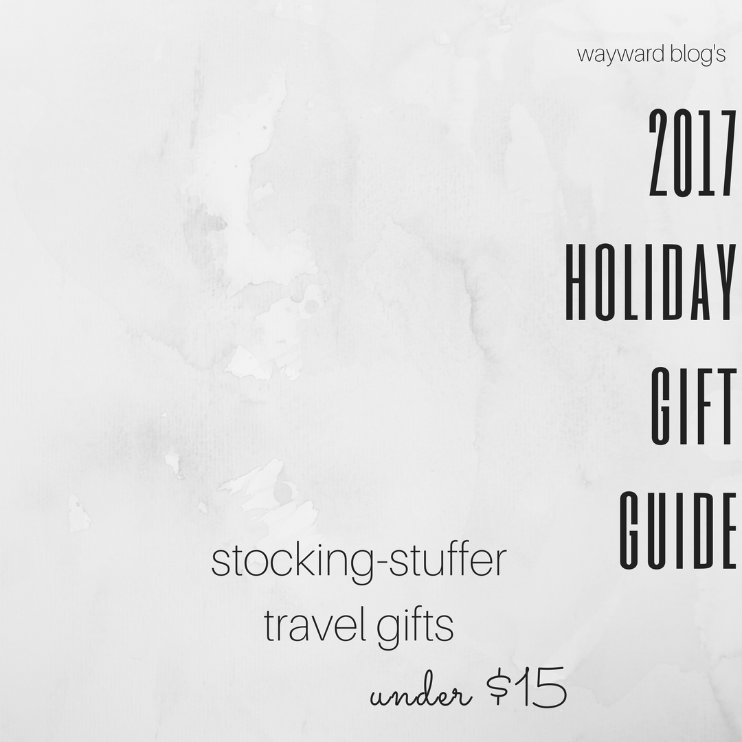 A graphic that reads "stocking stuffer travel gifts under $15"