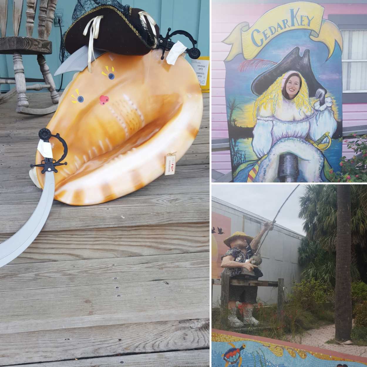 Collage of kitschy things in Cedar Key