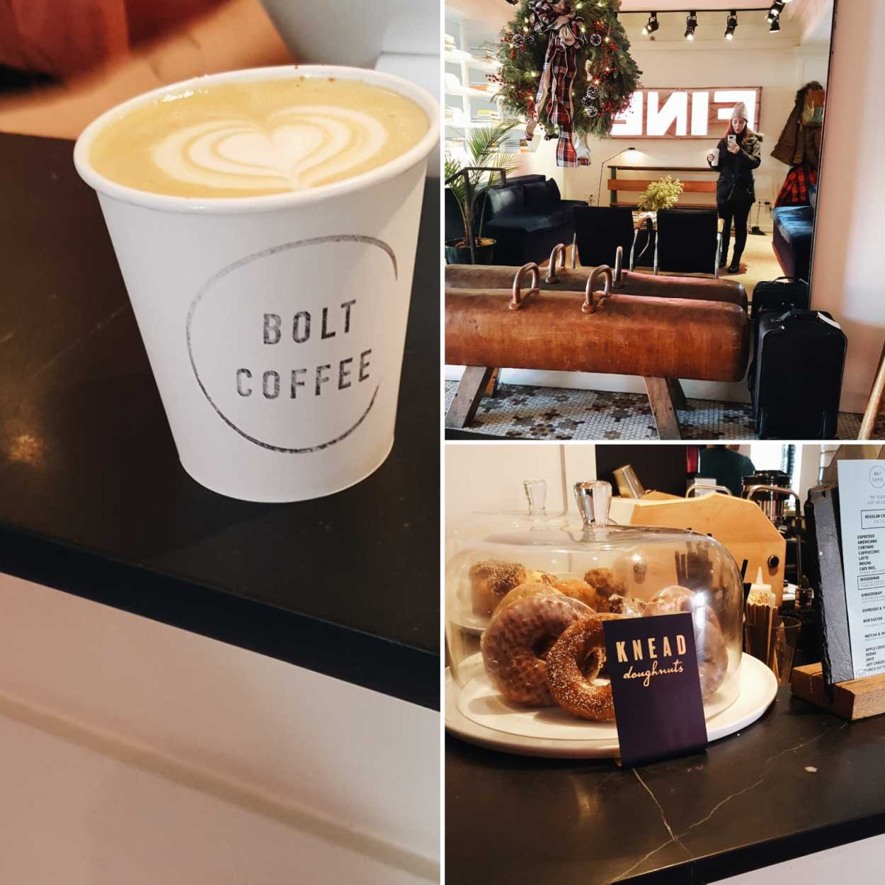Collage of Bolt Coffee shop images