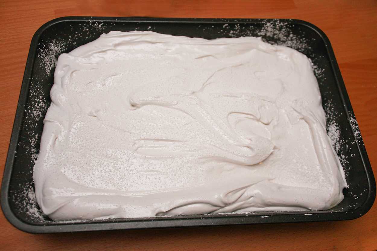 a pan of homemade marshmallows