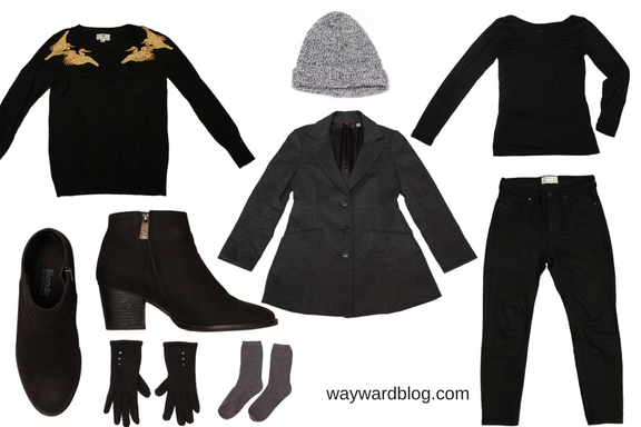 winter airplane travel outfit providence A crane sweater, black jeans, boots, and more winter clothing for the airplane