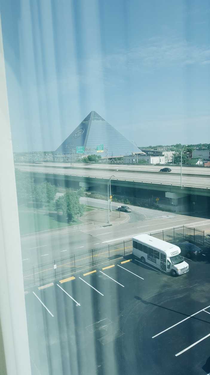 The Bass Pro Pyramid seen from the road