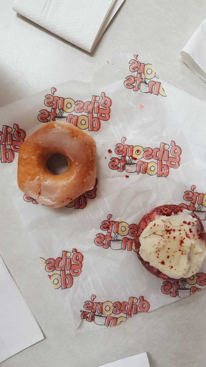 two donuts from Gibson's Donuts in Memphis