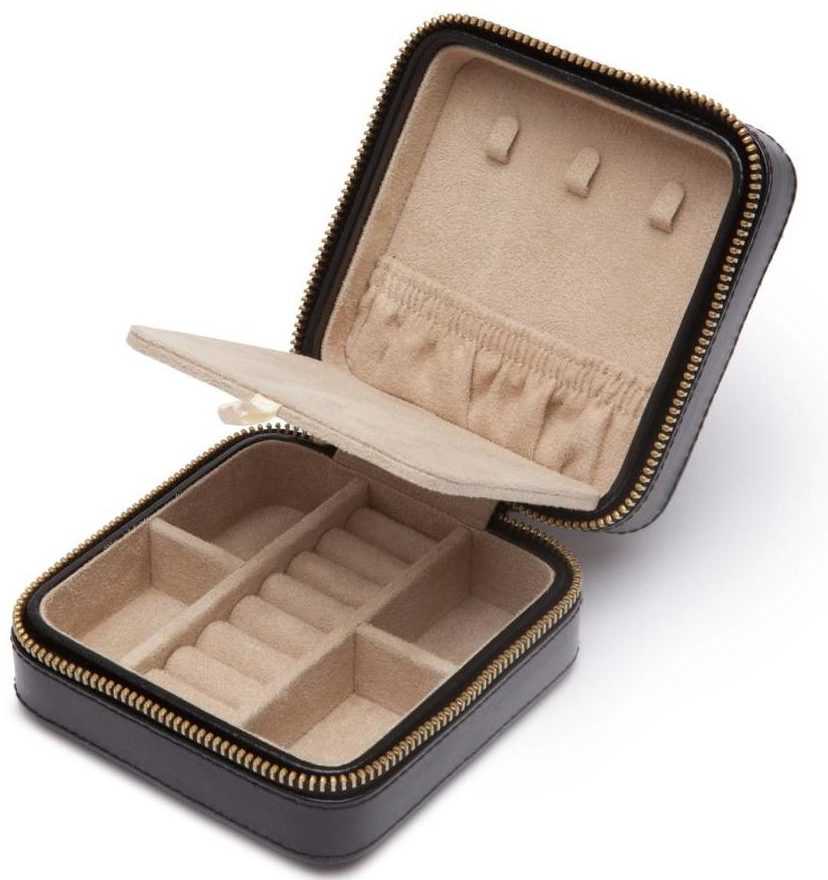a black leather jewelry case