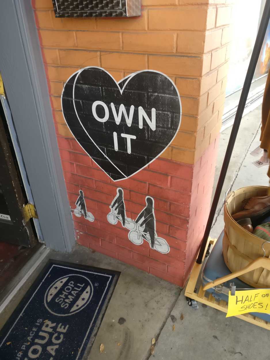 Art outside of Etoile Boutique in Orlando that reads Own It