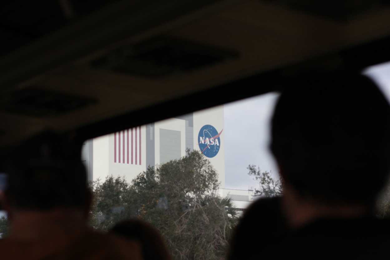 View from the tour bus at Kennedy Space Center