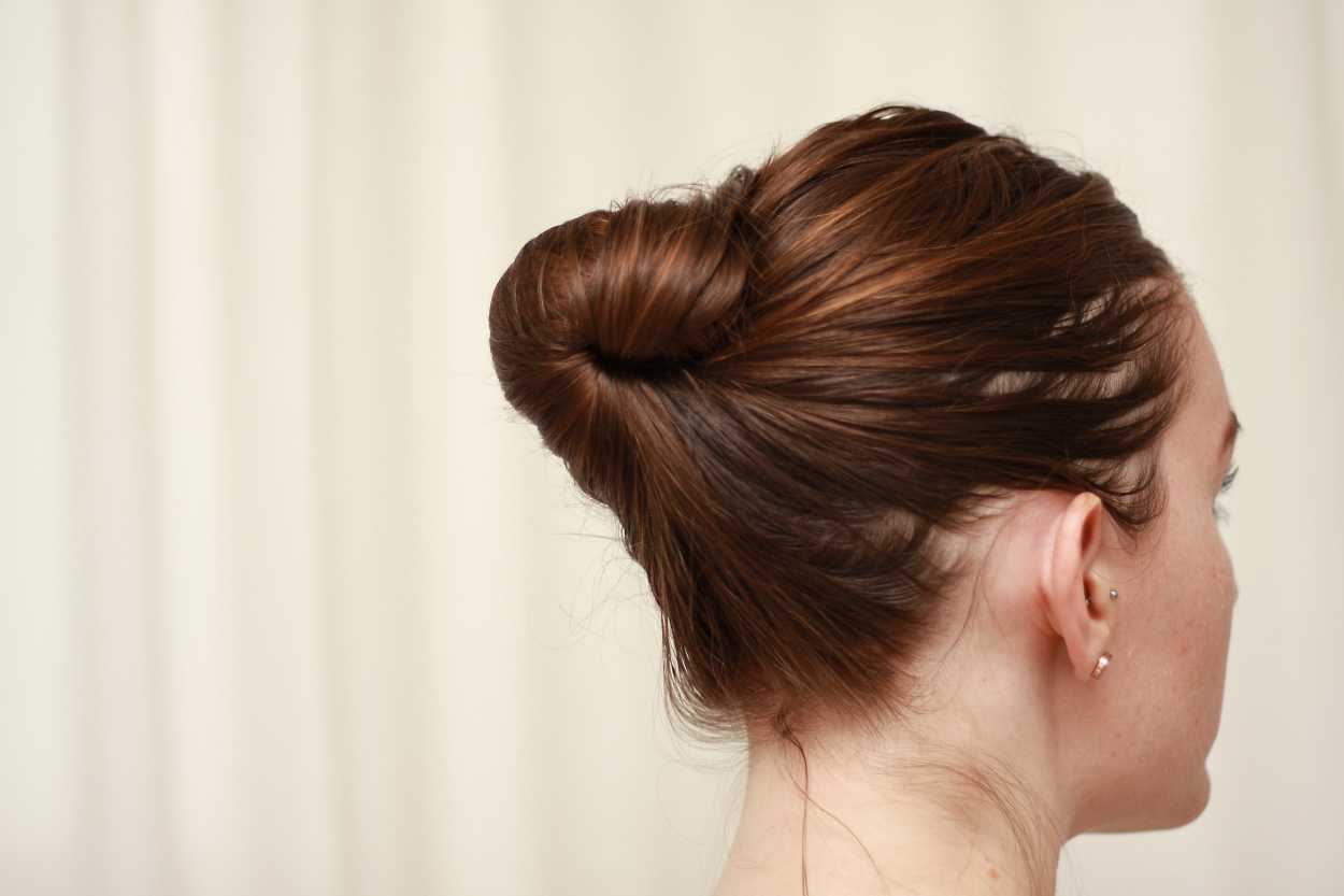 A close up image of hair in an updo