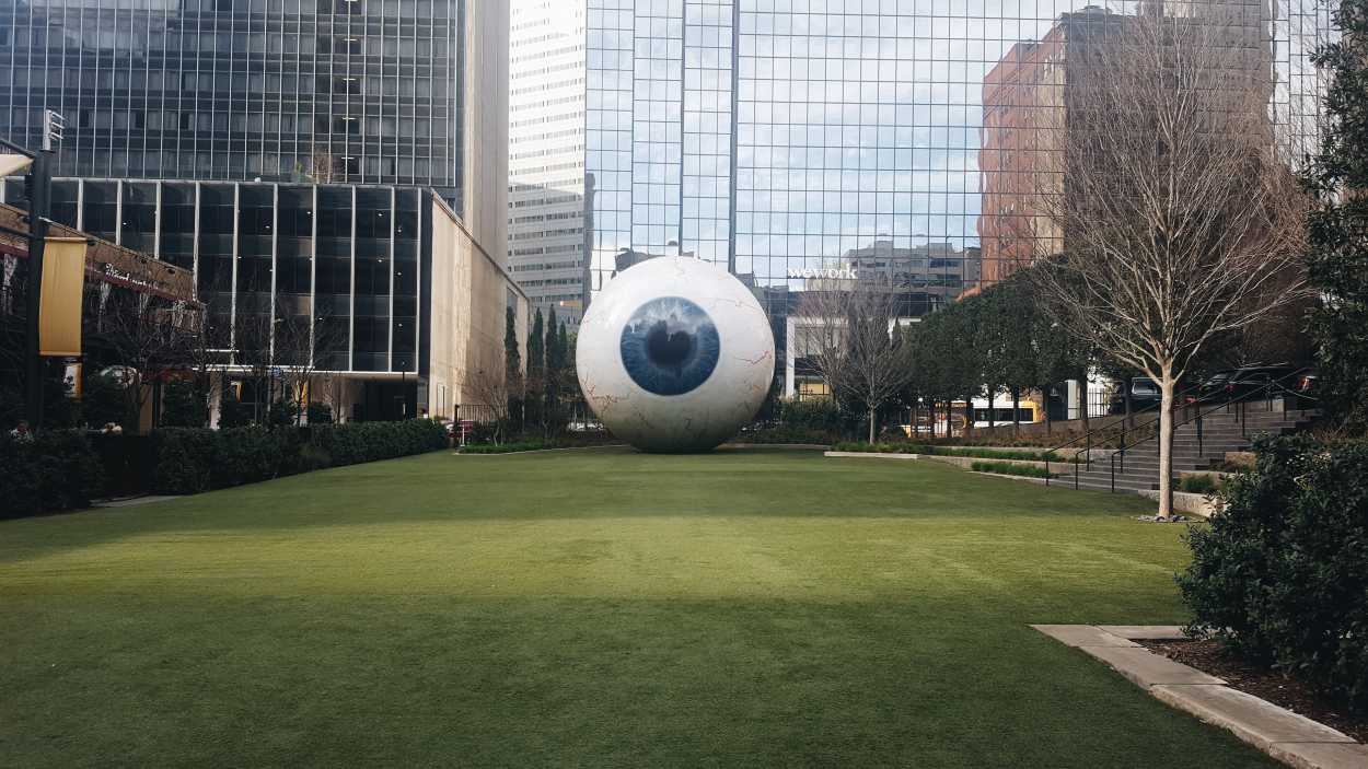 The big eye sculpture in Dallas