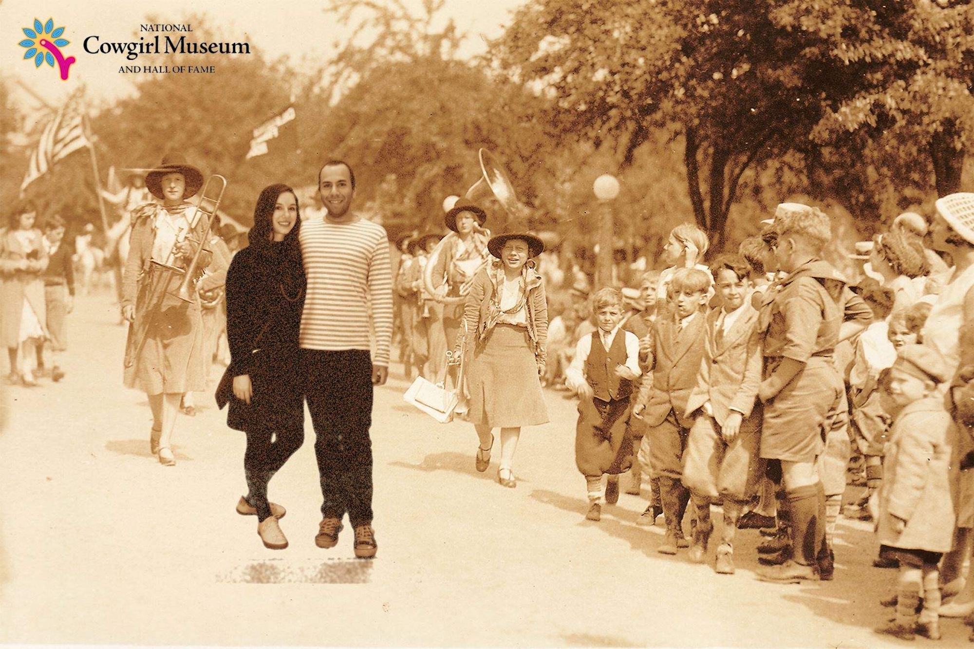 Alyssa and Michael in a photo printed at a machine at the Cowgirl Museum