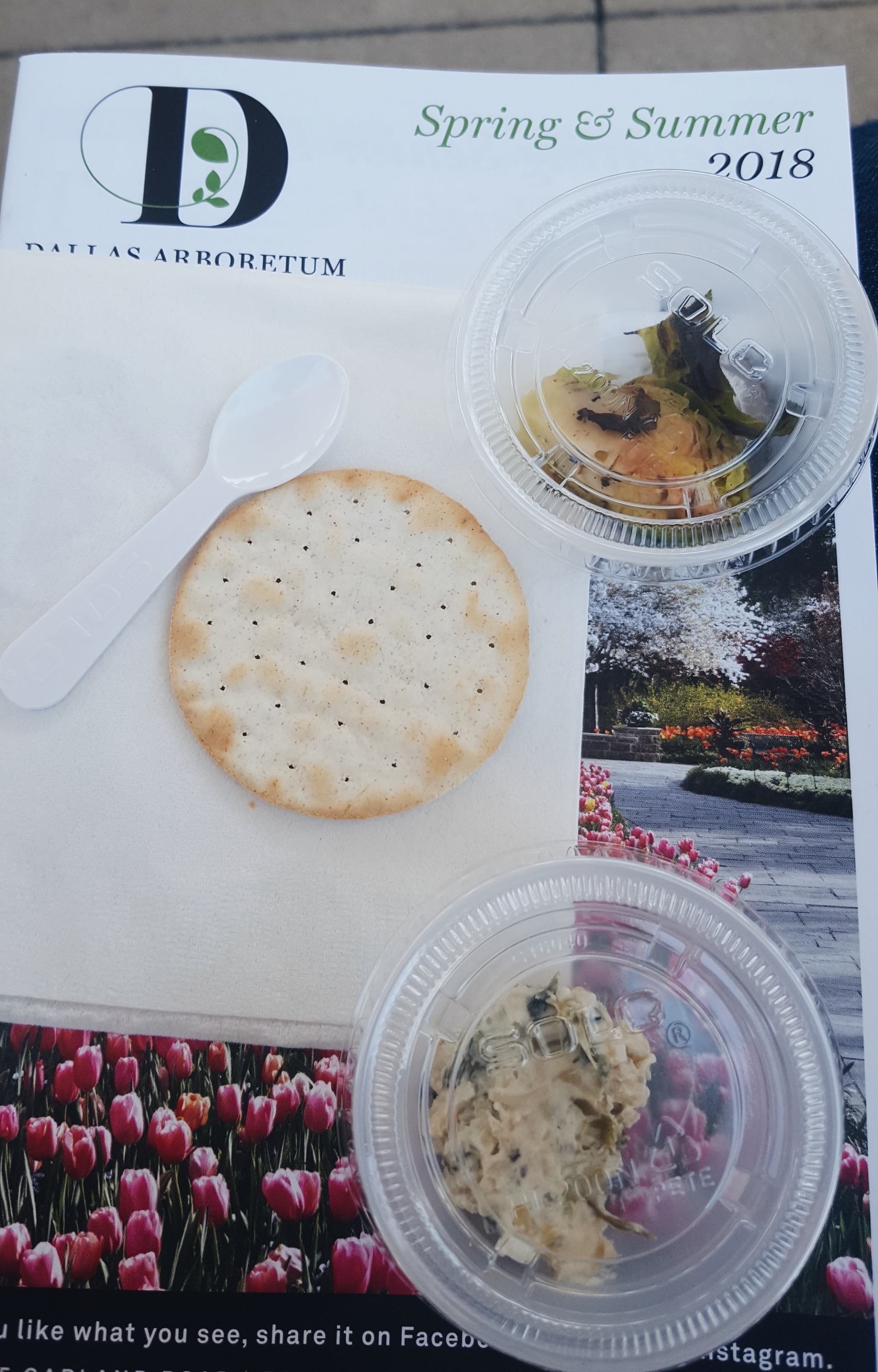 A food tasting at Dallas Arboretum