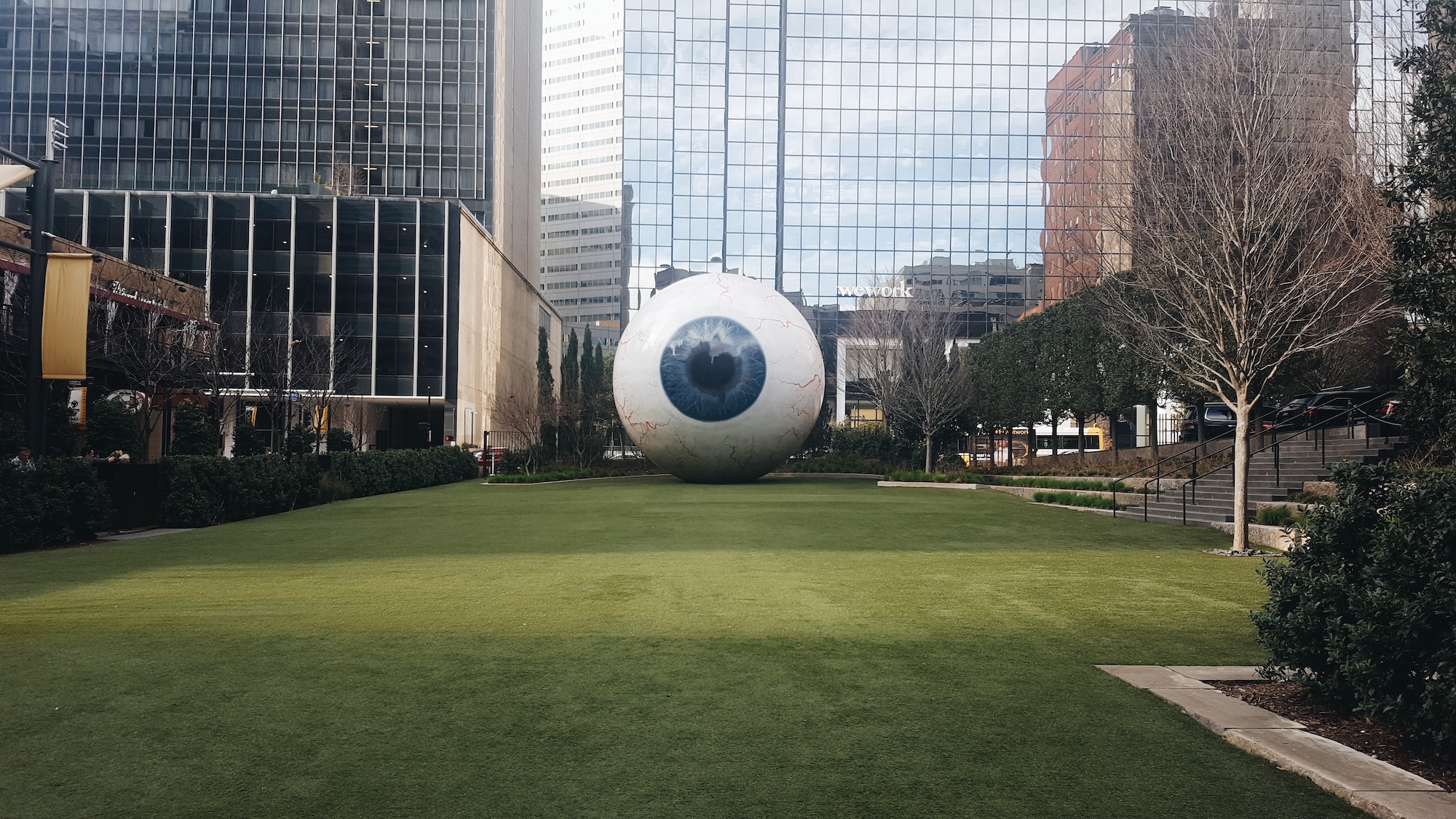 The big eye sculpture in Dallas