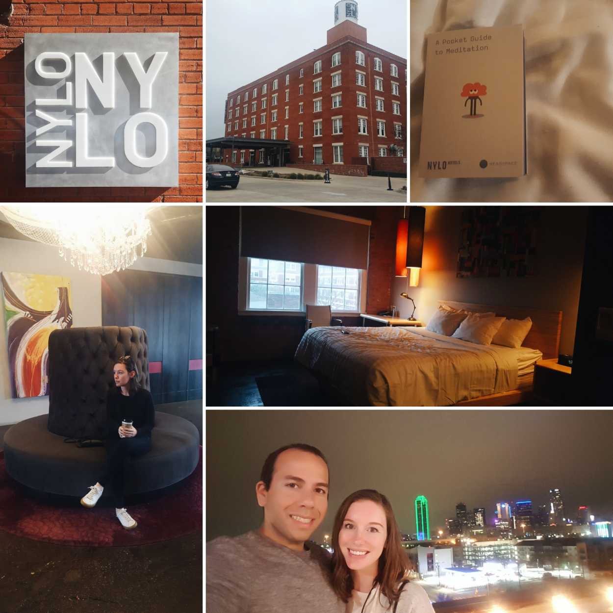 Collage of photos taken at the Nylo Hotel in Dallas
