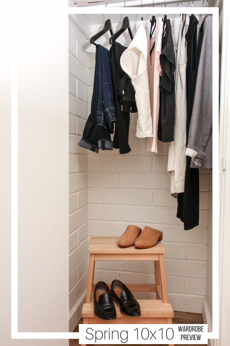 Items in a closet for a capsule wardrobe