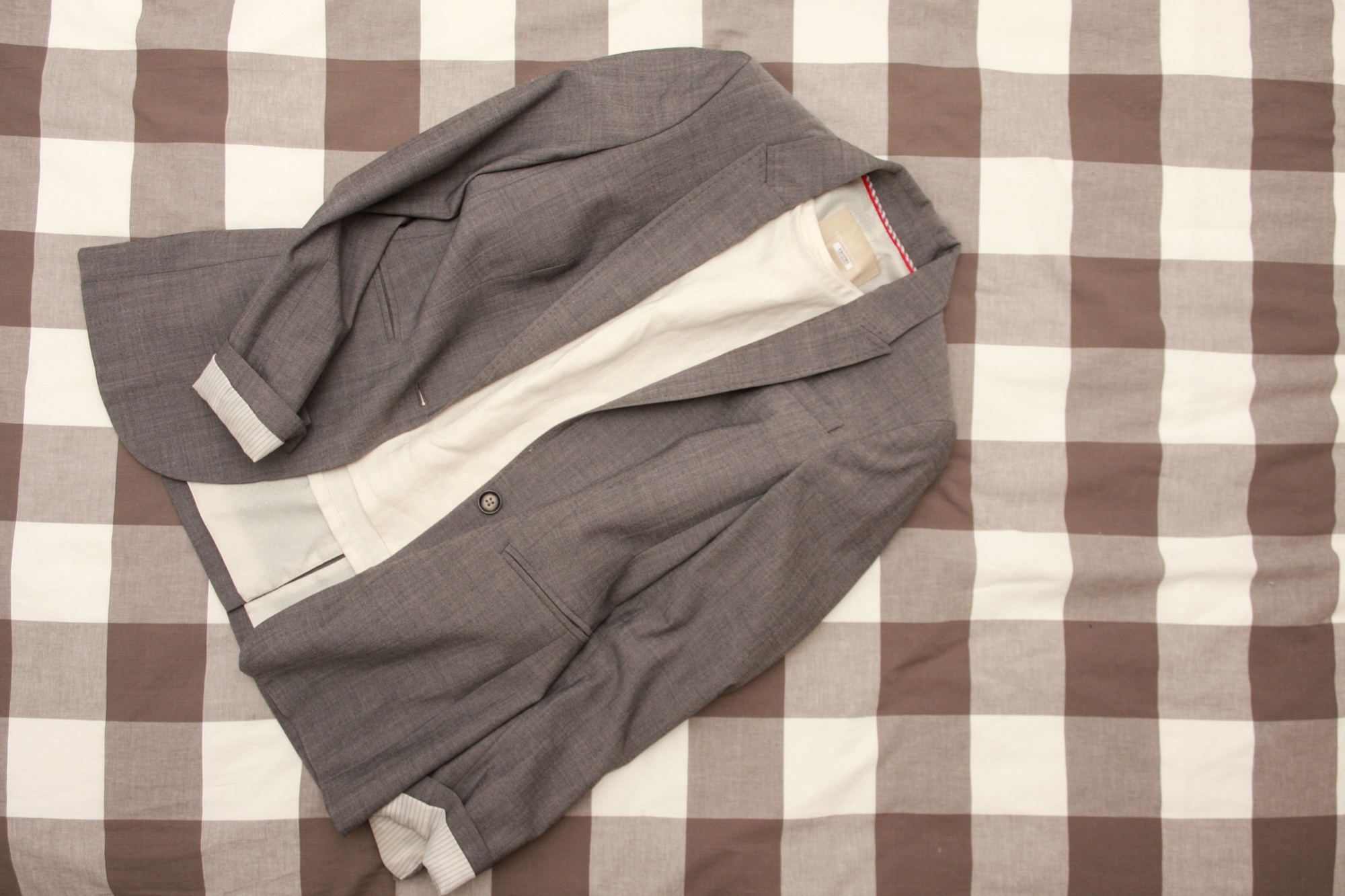 A grey blazer from Banana Republic
