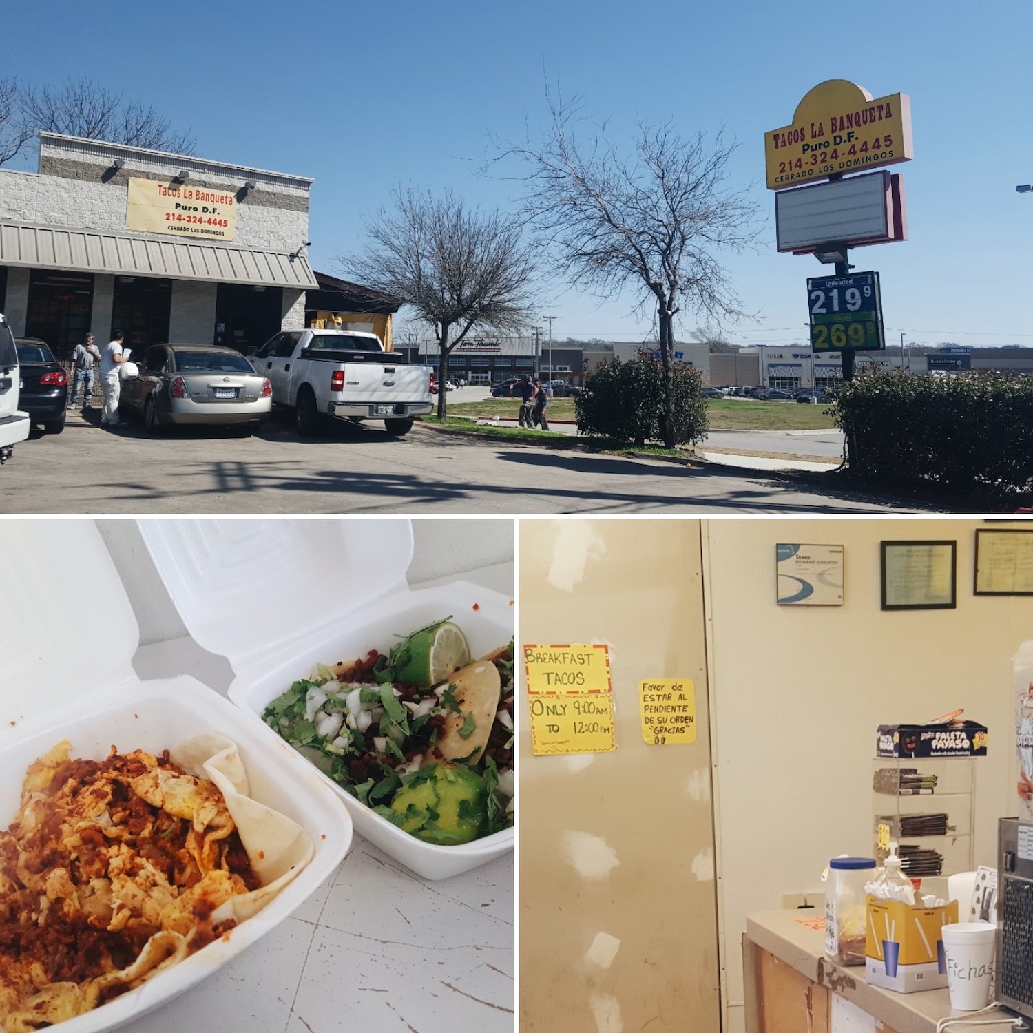 A collage of photos taken at Tacos La Banqueta