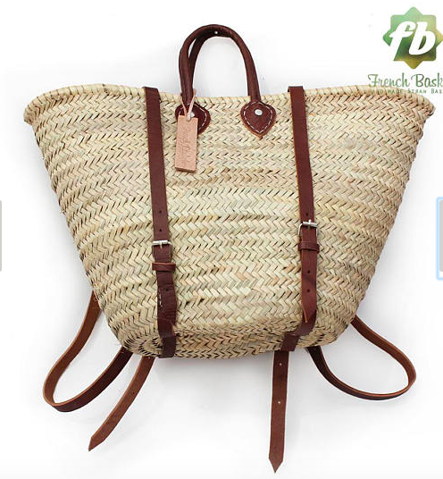 A straw basket backpack