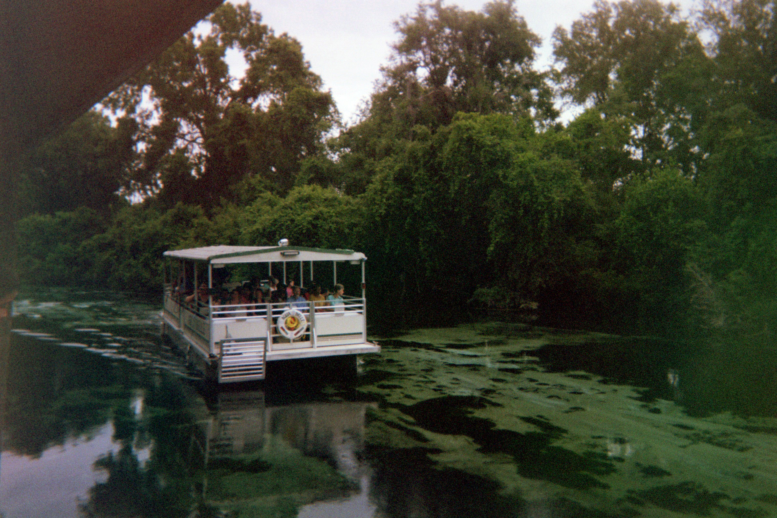 A tour boat on the Weeki Wachee River