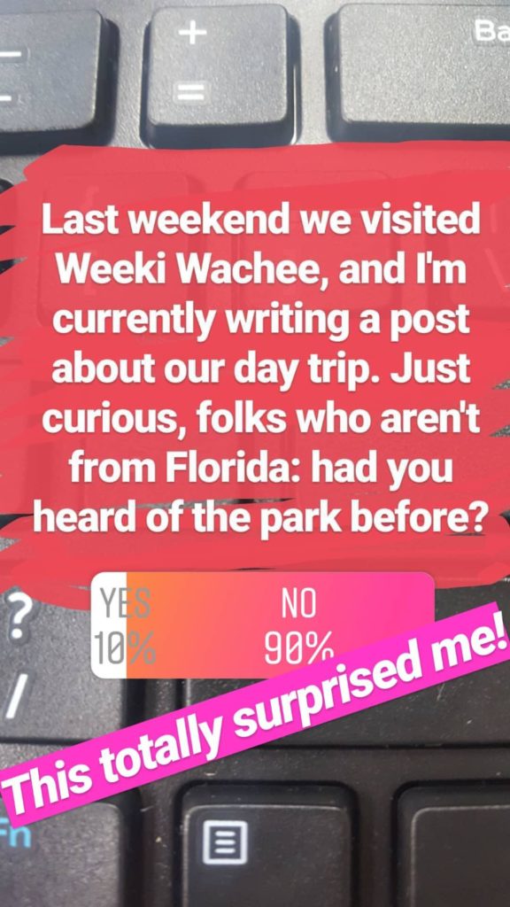An Instagram Story with 90% of people who haven't heard of Weeki Wachee