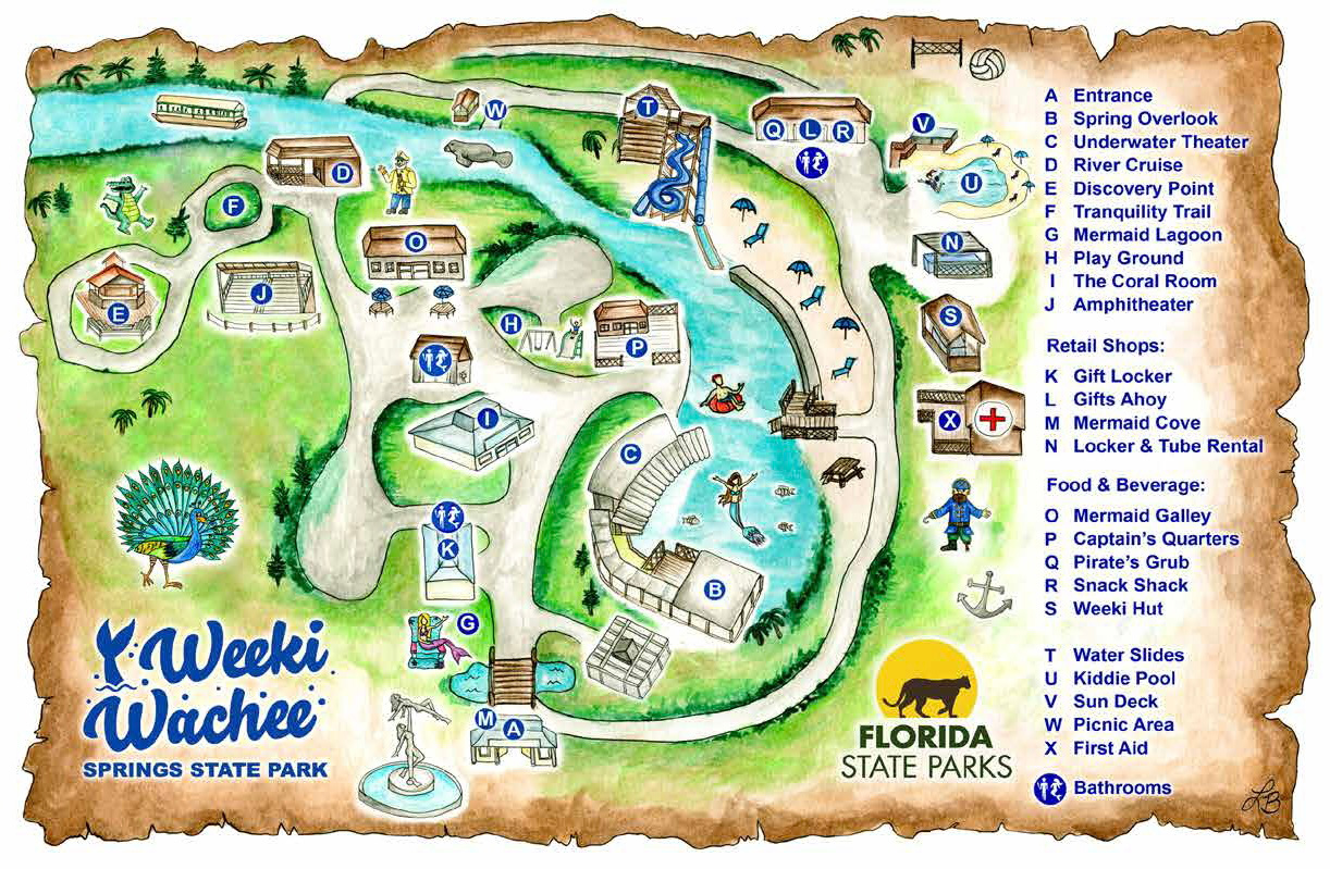 A park map of Weeki Wachee