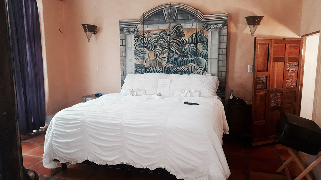 hotel bed at garlands del rio hotel in Puerto Vallarta 
