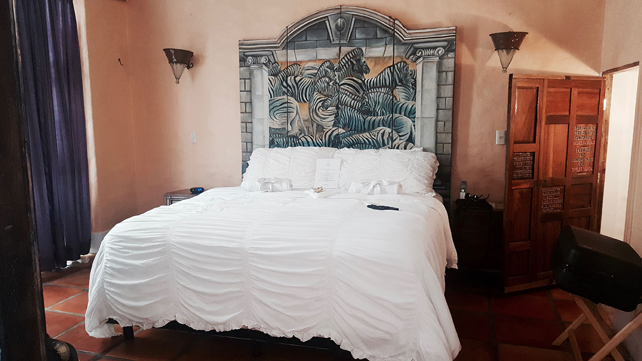 Hotel bed at Garlands del Rio hotel in Puerto Vallarta 