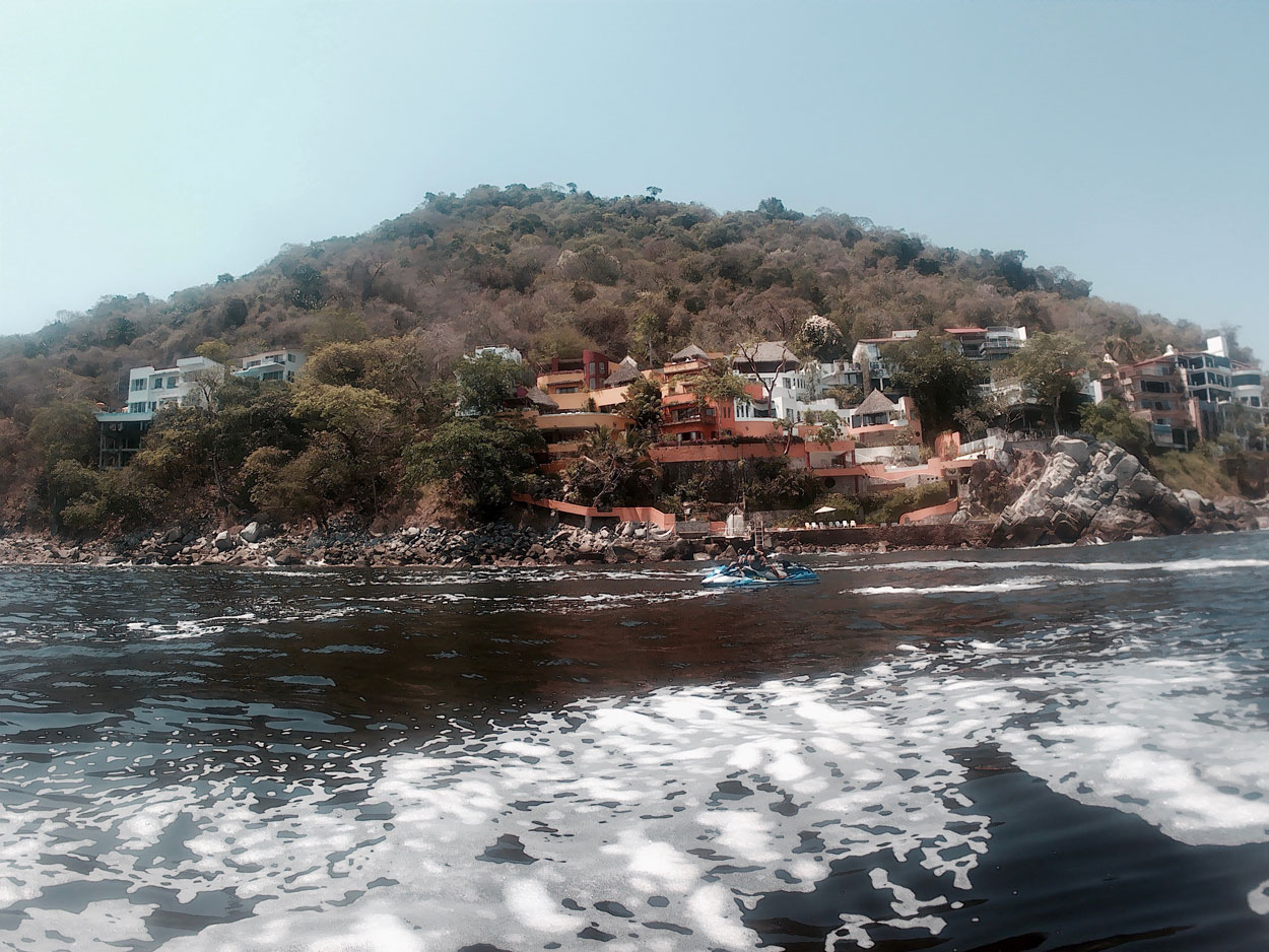 View of Villa Mandarinas from a jet ski