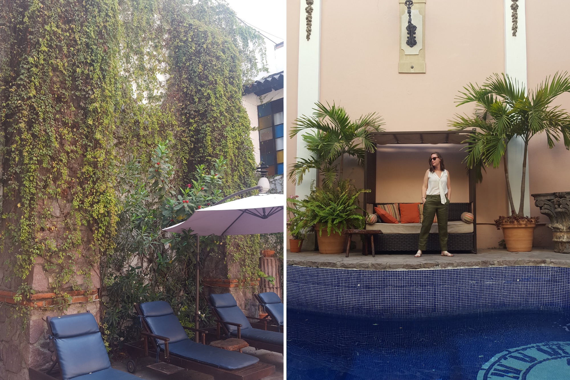 Alyssa on the pool deck at Two images of the Garlands del Rio