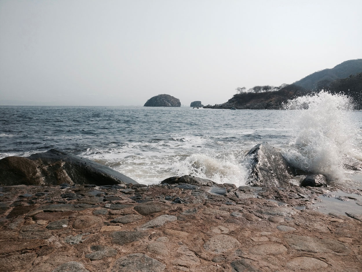 Waves crash at Villa Mandarinas in Mexico