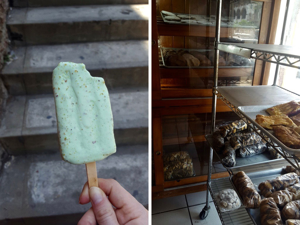 An ice cream and a tray of baked goods in Puerto Vallarta 